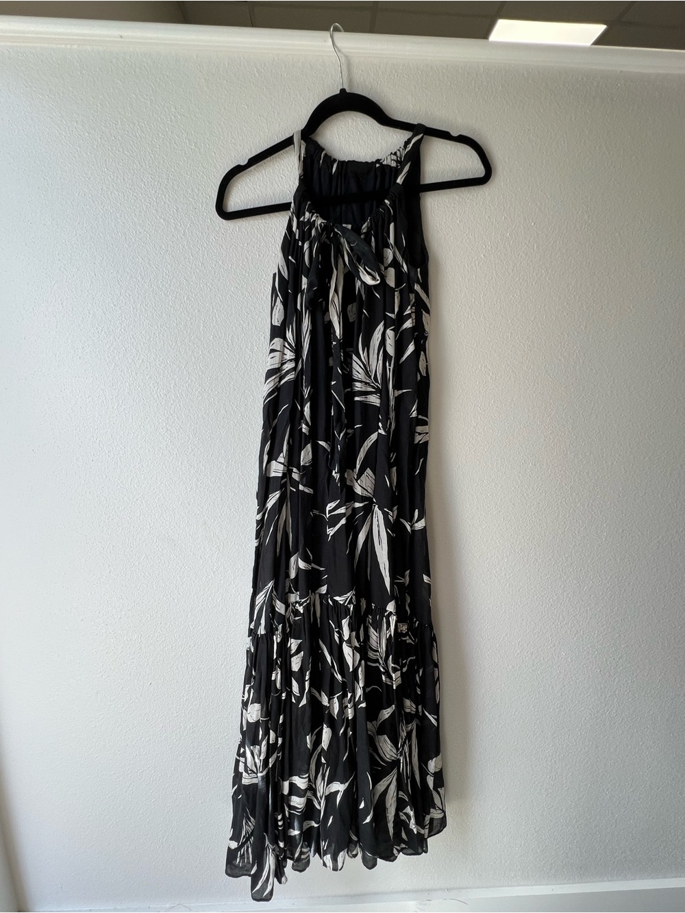Banana Republic Black and White Halter Print Maxi Dress